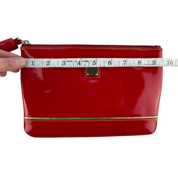 Dooney & Bourke Red Patent Leather Tassel Wristlet Clutch - Picture 13 of 14